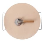 Okrogla šamotna plošča z nožkom za rezanje pizze - Orion - slika 3